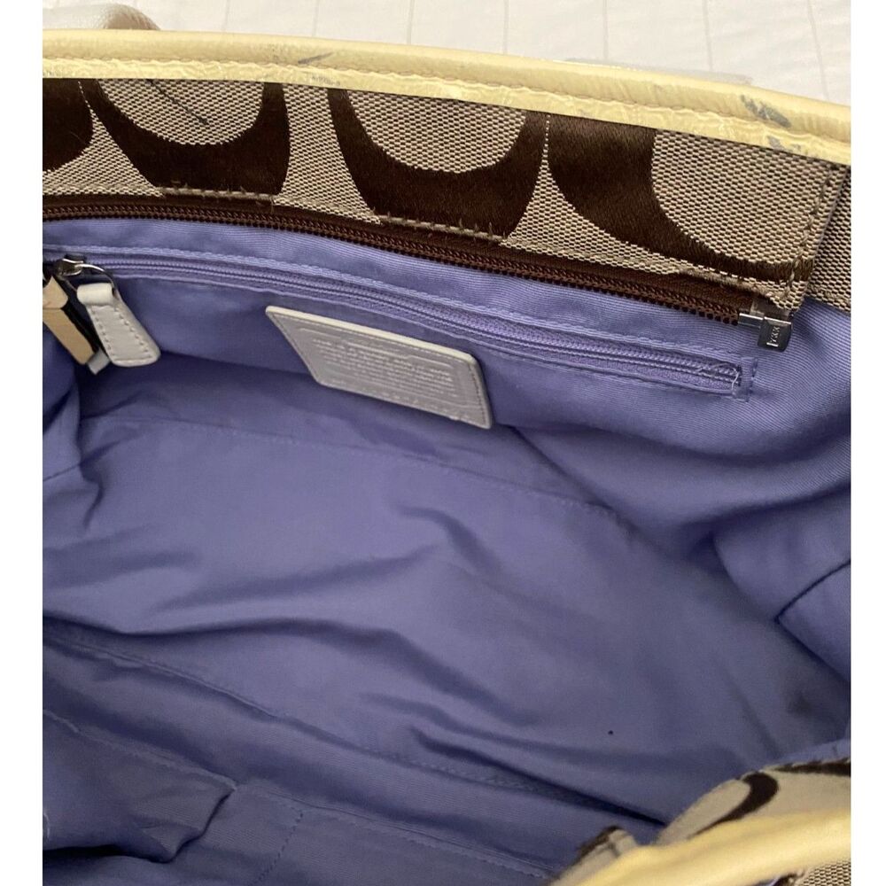 Coach Daisy Signature Tote Bag Brown Khaki Canvas Leather Shoulder Purse F14878 - Picture 15 of 15
